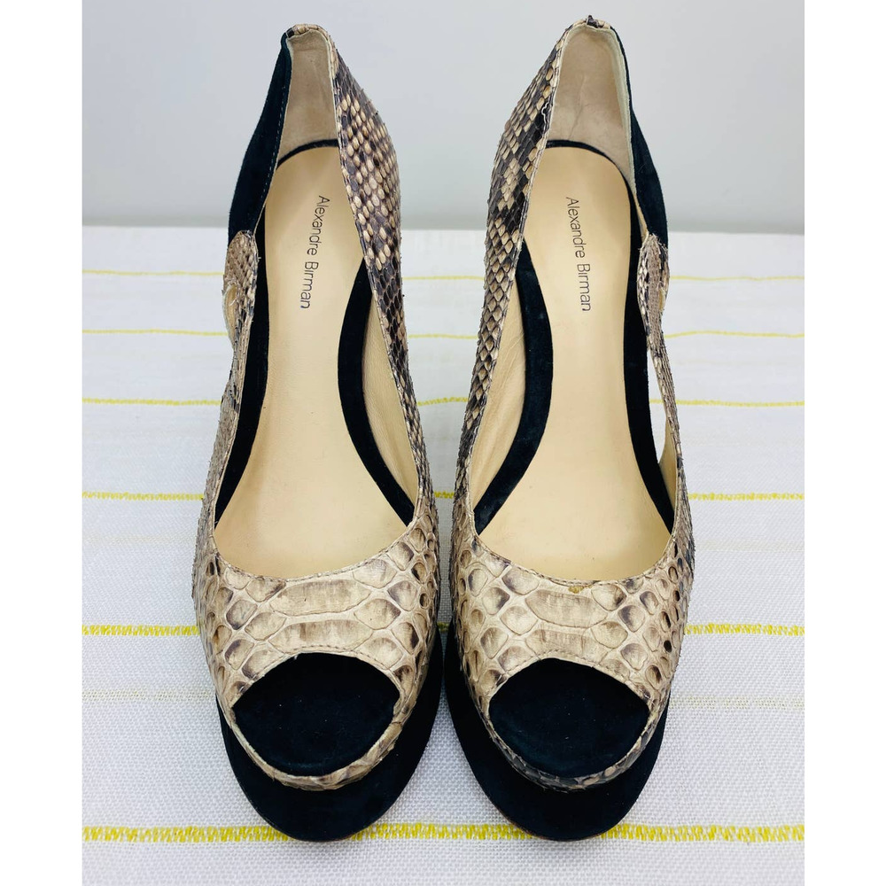 Alexandre Birman Python Peep Toe Platform Heels W… - image 2